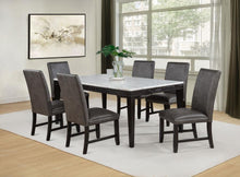 Averill 7 Piece White Marble Top Dining Set Tan and Coffee Bean – White Marble