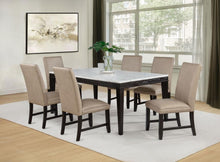 Averill 7 Piece White Marble Top Dining Set Tan and Coffee Bean – White Marble