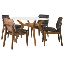 Paxton 5 Piece Round Glass Top Dining Table Set – Brown