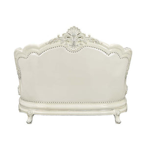 Adara - Loveseat With 5 Pillows - Pearl White Synthetic Leather & Antique White