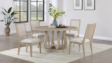 Trofello 5 Piece Farmhouse Round Pedestal Dining Set – White Washed
