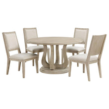 Trofello 5 Piece Farmhouse Round Pedestal Dining Set – White Washed