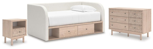 Arloster 3 Pc. Twin Day Bed With Storage, Dresser And Nightstand White