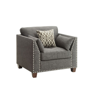 Laurissa - Chair With 3 Pillows - Light Charcoal Linen