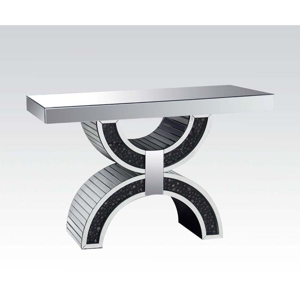 Nysa Console Table With Faux Crystals Mirrored