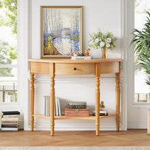 Half Moon Console Table With Drawer & Shelf