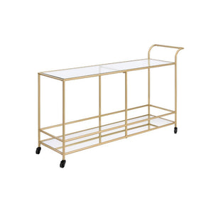 Kenda - Serving Cart - Clear Glass, Mirrored & Gold