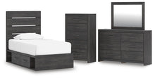 Hollivern - 4 Pc. - Twin Panel Storage Bed, Dresser, Mirror And Chest - Dark Gray