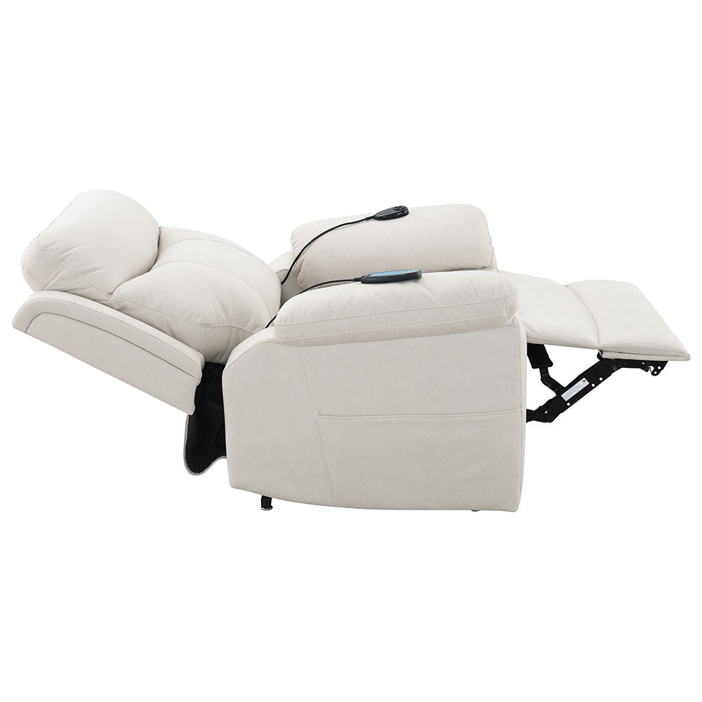 Chriki - Power Recliner With Lift & Heating & Massage - Beige Fabric