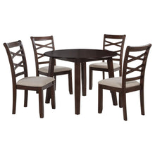 Barton 5 Piece Round Wood Dining Table Set – Dark Brown