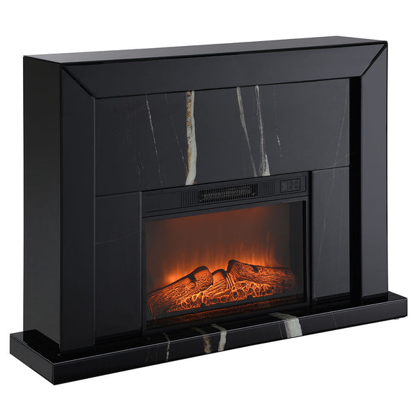 Drisana Fireplace Black Mirrored