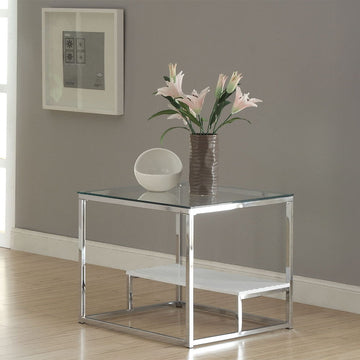 Ruben - End Table - Clear Glass & Chrome