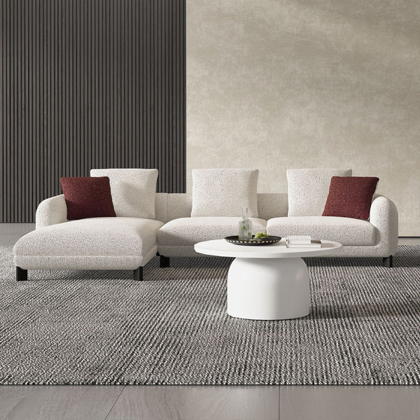 Mardi Sectional Sofa With 6 Pillows Maroon & Beige Tweed