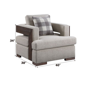 Niamey - Chair With Pillow - Fabric & Walnut