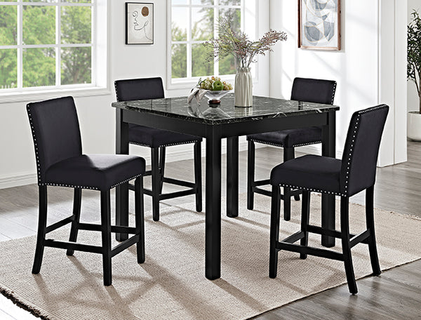 Lennon 5 Piece Counter Height Dining Set – All Black