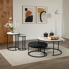 Forma - 4 Piece Occasional Set (1 Coffee, 1 Large End Table & 1 Stool, 1 Small End Table) - Black / White / Gray