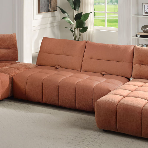 Loanna Modular Loveseat Coral Red Linen