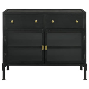 Sadler - 2-Drawer Accent Cabinet With Glass Doors - Black