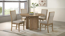Adina 5 Piece Round Dining Table Set – Barley / Distressed Light Brown