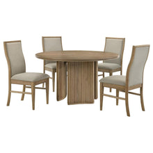 Adina 5 Piece Round Dining Table Set – Barley / Distressed Light Brown