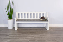 Carriage House - Slat Back Bench - Cottage White / Europen Dark