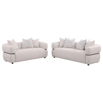 Jeanette - Fabric Upholstered Round Arm Sofa Set