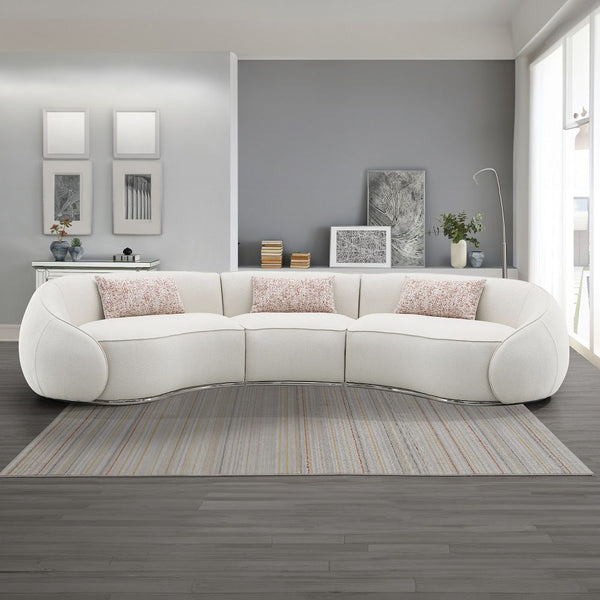 Sahara Sectional Sofa With 3 Pillows Beige Boucle