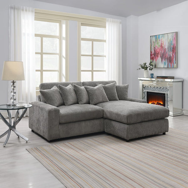 Tavia Reversible Sectional Sofa With 6 Pillows Gray Corduroy