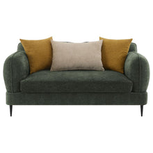 Jade - Chenille Upholstered Modern Track Arm Loveseat - Green