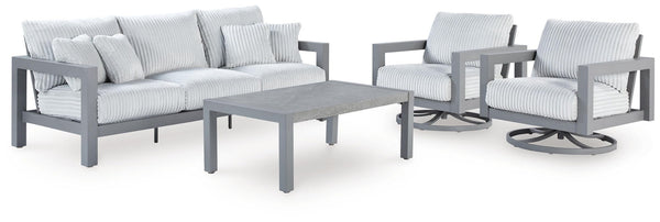Hurley Park 4 Pc. Outdoor Sofa, 2 Lounge Chairs And Coffee Table Gray