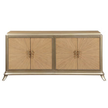 Dodie - Console Cabinet - Natural Oak Sunburst Pattern & Taupe Champaign