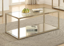 Cora - Glass Top Coffee Table Mirrored Shelf - Chocolate Chrome