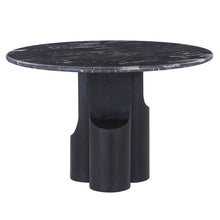 Kinton - Round Dining Table With Natural Marble Top - Black