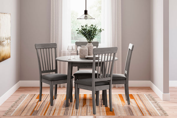 Shullden 5 Pc. Drop Leaf Table, 4 Side Chairs Gray