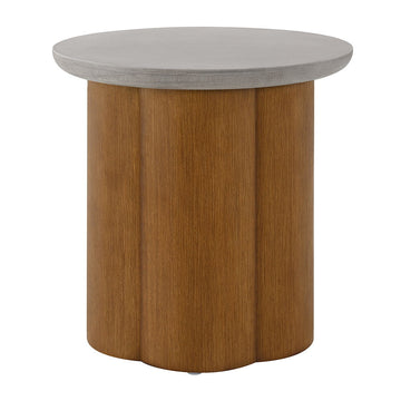 Evelyn - End Table - Faux Concrete Top & Walnut