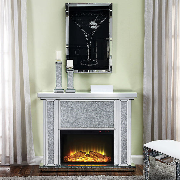 Noralie LED Electric Fireplace Mirrored & Faux Diamonds