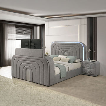 Shelyn - Bed With Led, TV Stand, Fireplace & Bluetooth