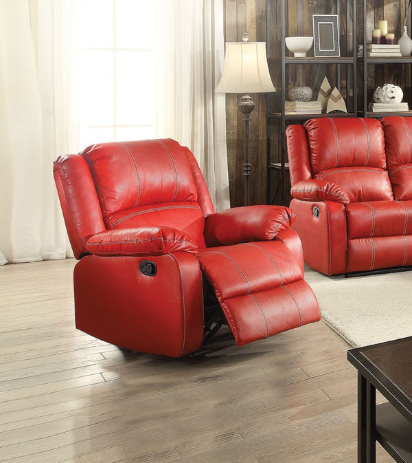 Zuriel 37" Motion Rocker Recliner Red Synthetic Leather