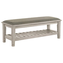 Franco Fabric Upholstered Bench with Shelf – Distressed White