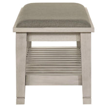 Franco Fabric Upholstered Bench with Shelf – Distressed White