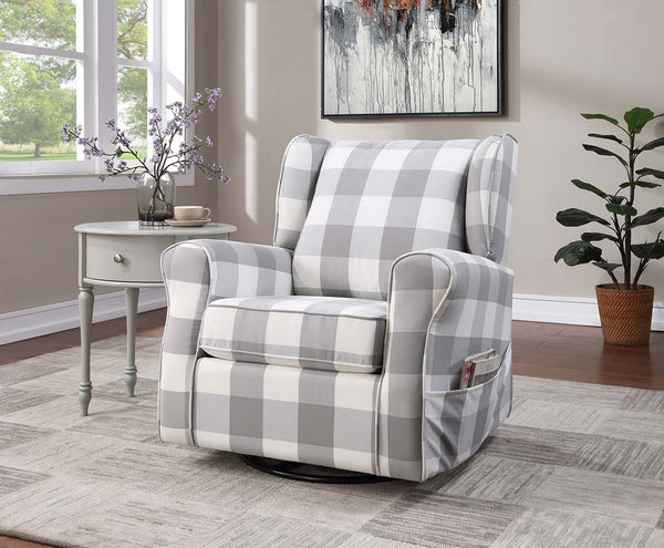 Patli Swivel Chair With Glider Gray Fabric