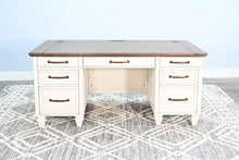 Pasadena - Desk With Drawers - Buckskin / Marble White