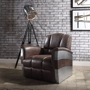 Brancaster - Accent Chair - Retro Brown Top Grain Leather & Aluminum
