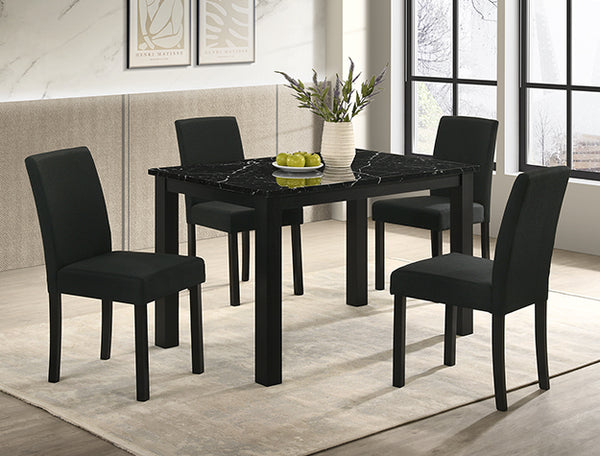 Resia 5 Piece Dining Set – Black