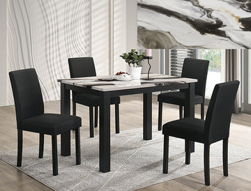 Resia 5 Piece Dining Set – Brown Marble