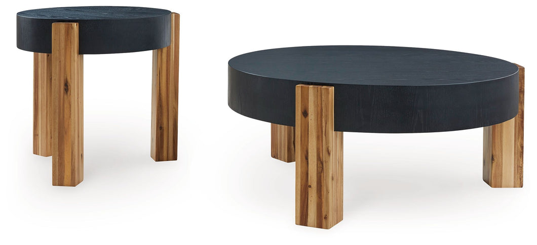 Breenmore - Black / Natural - Occasional Table Set (Set of 2)