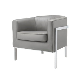 Tiarnan - Accent Chair - Vintage Gray PU & Chrome