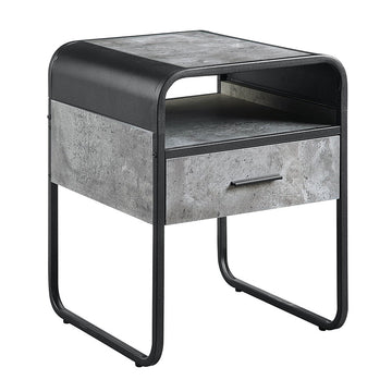 Raziela - 22" End Table - Concrete Gray & Black