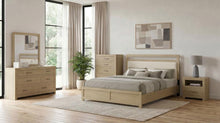 Hendricks 5 Piece Queen Bedroom Set – Light Oak / Cream