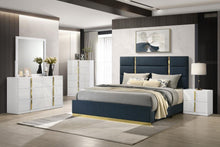 Ines 5 Piece Queen Bedroom Set – Navy / White High Gloss